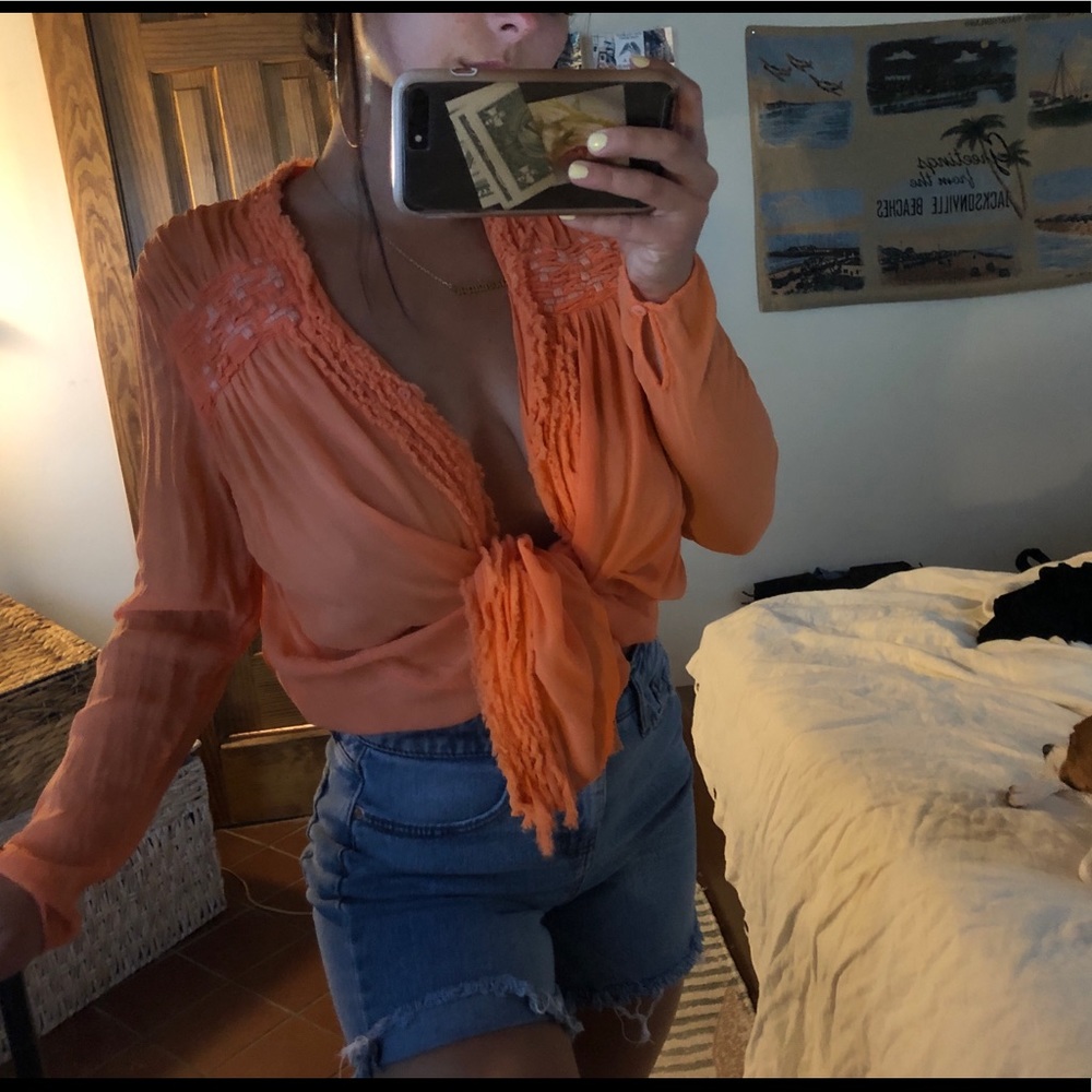 Anthropologie Orange Blouse